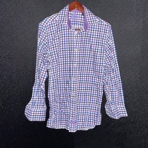 English laundry purple and blue plaid dress-shirt. Size 15 32/33.